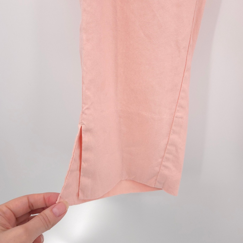 J.Jill Linen Stretch Pants Women Size M Peach Pull-On Side Slit Trousers - Picture 3 of 9